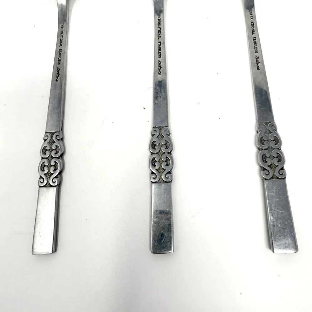 International Stainless Deluxe Danish Scroll Tablespoons Set of 3 Spoons 7.25 in